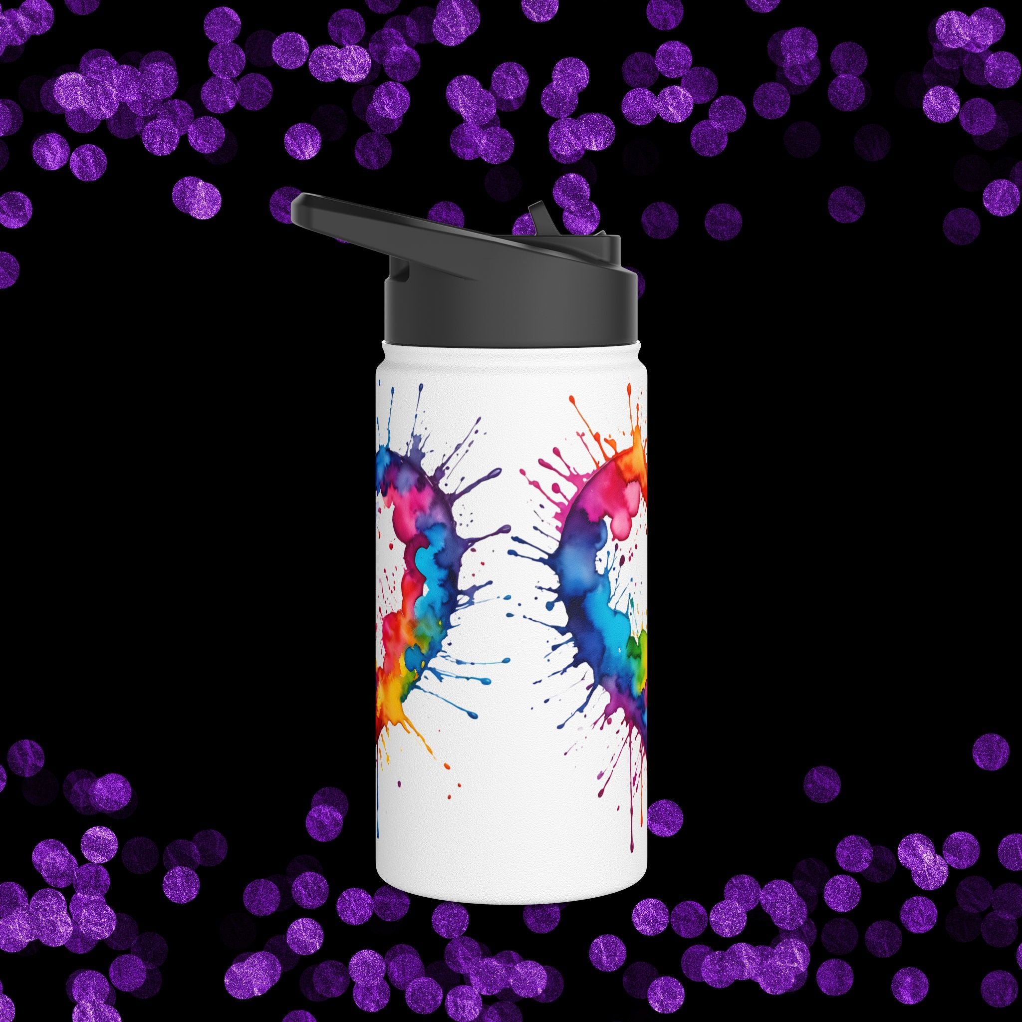Dripping Rainbow Heart - Stainless Steel Water Bottle
