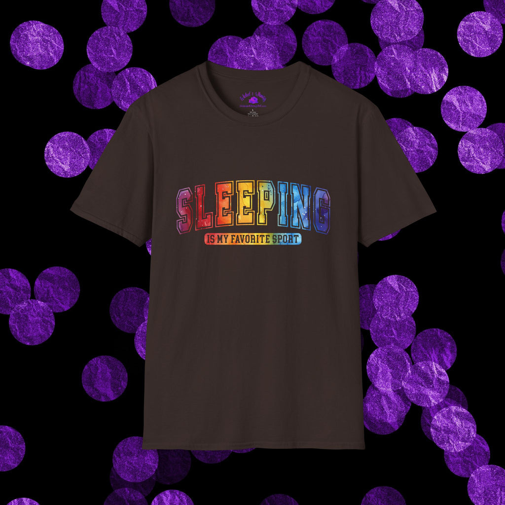Sleeping Is My Favorite Sport - Rainbow Retro Graphic Tee