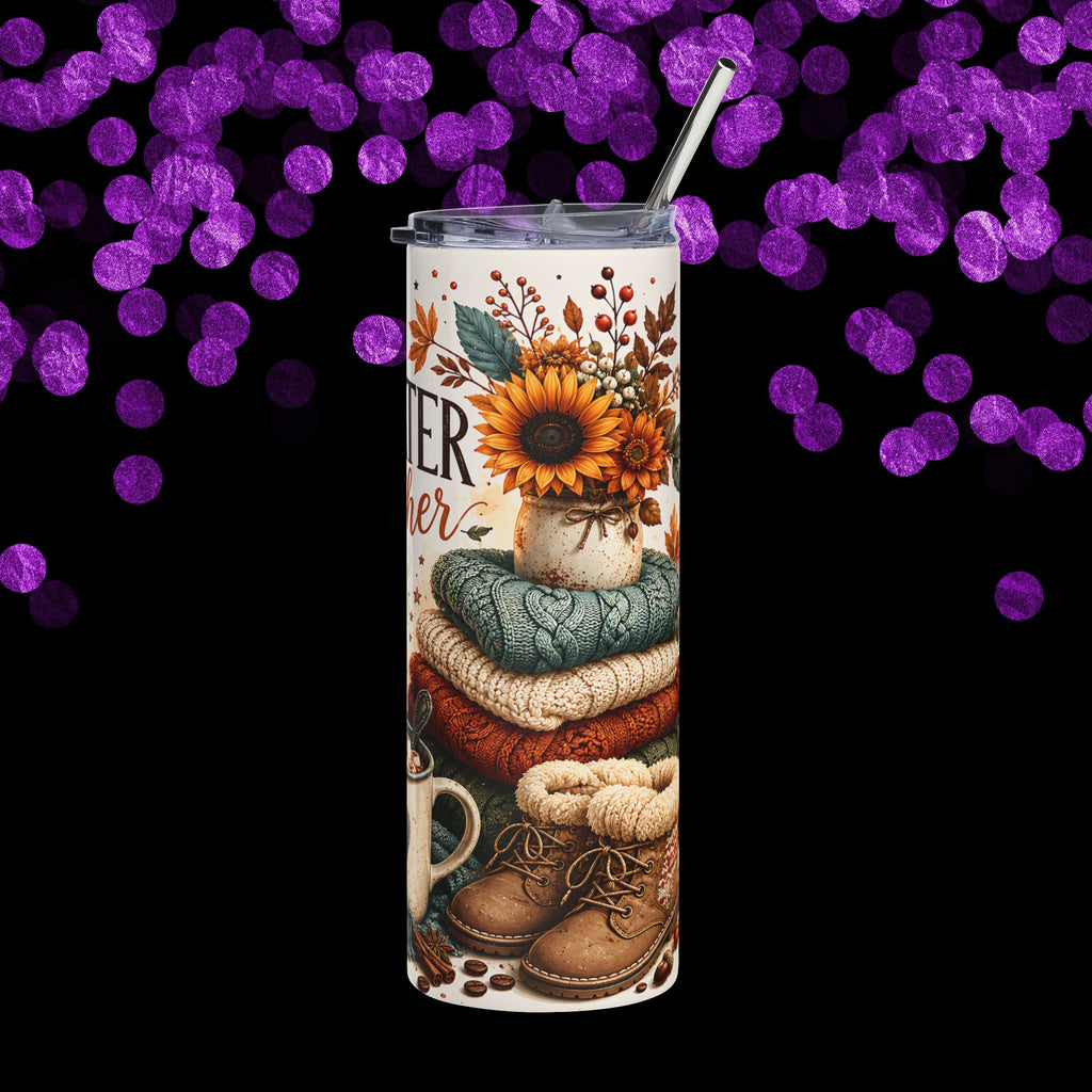 Sweater Weather 20oz Stainless Tumbler — Autumn Pumpkin Lantern Cozy Mug Design
