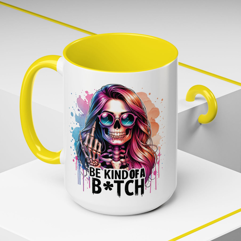 Be Kind of a B*tch Skull Art Coffee Mug – Colorful Gothic Accent Mug (11/15oz)