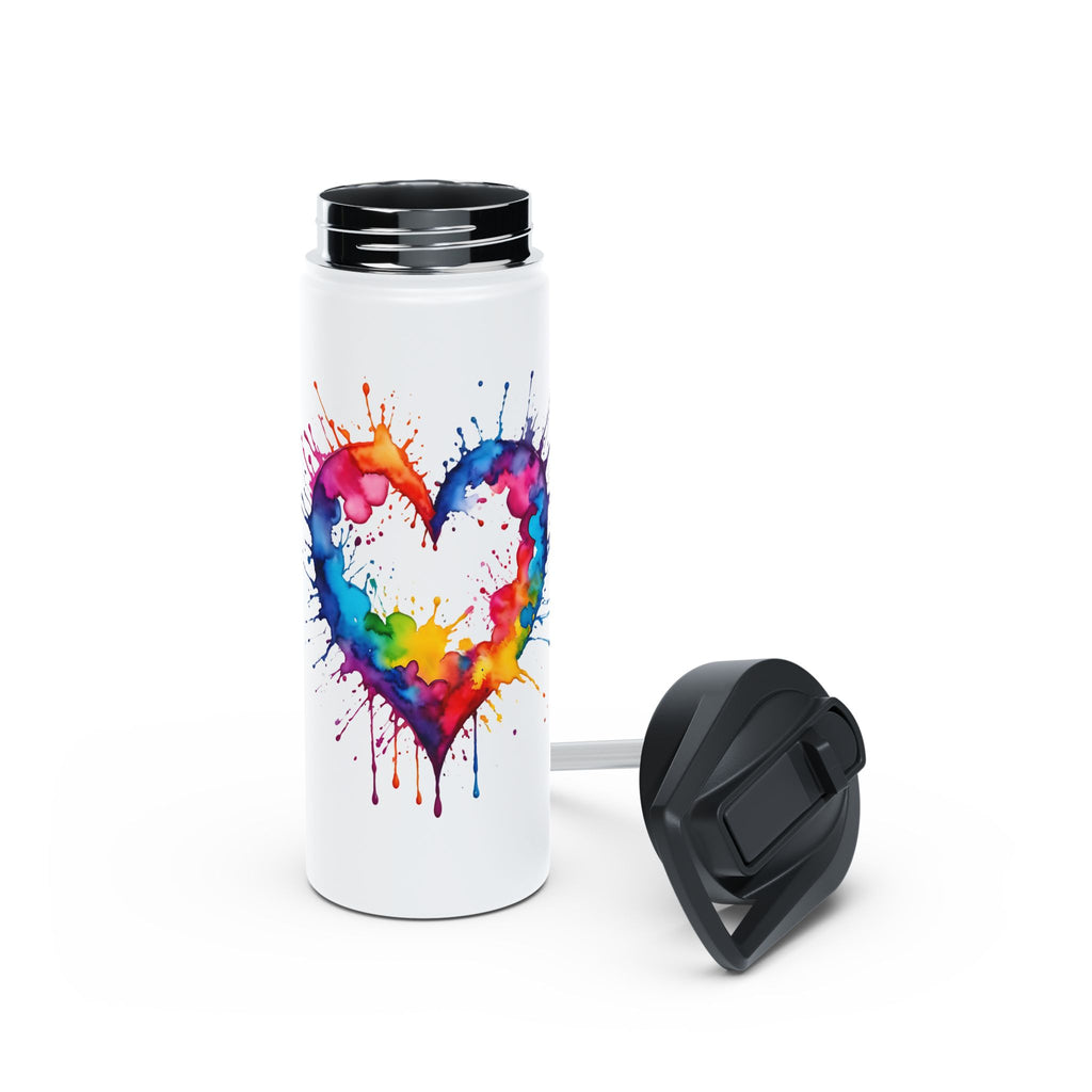Dripping Rainbow Heart - Stainless Steel Water Bottle