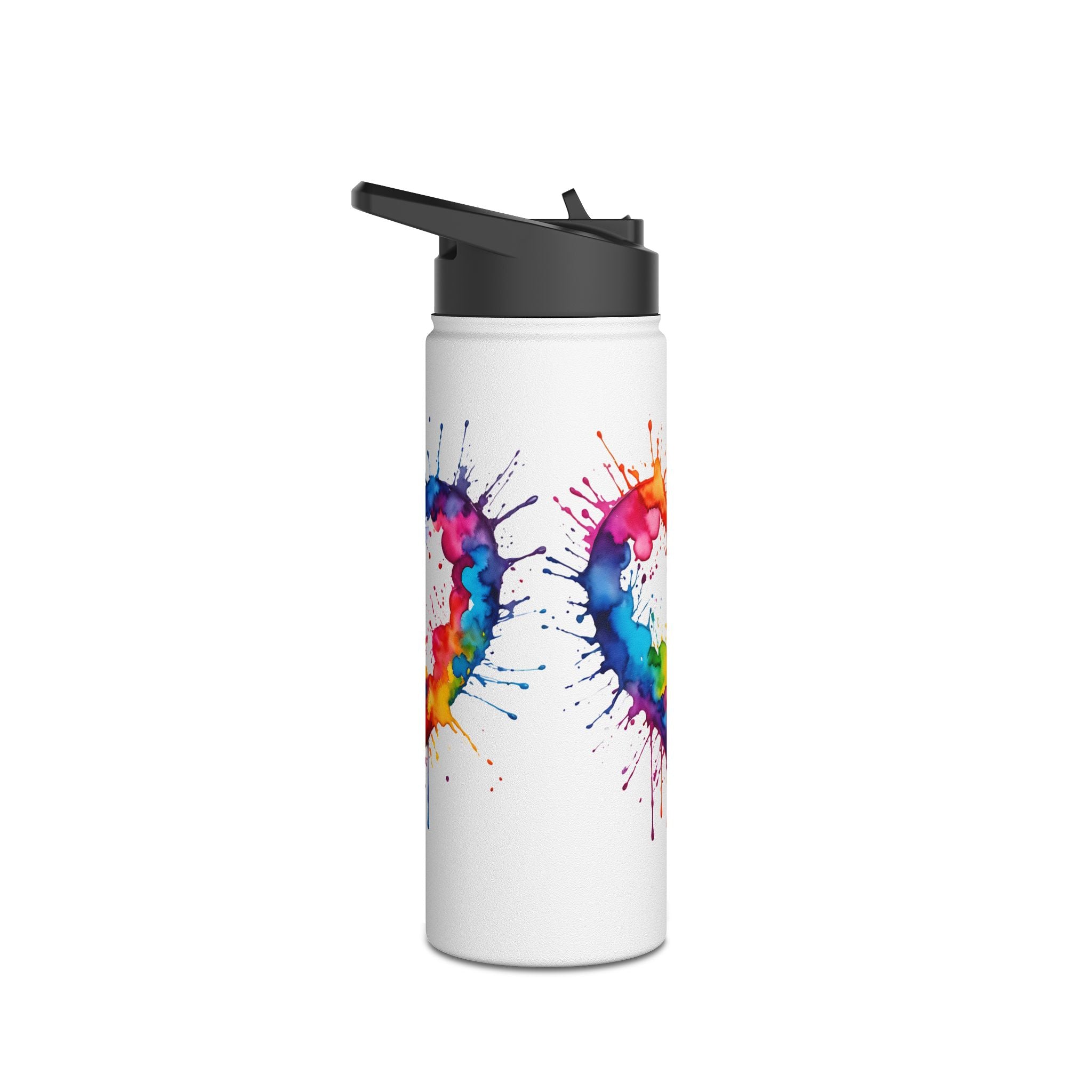 Dripping Rainbow Heart - Stainless Steel Water Bottle