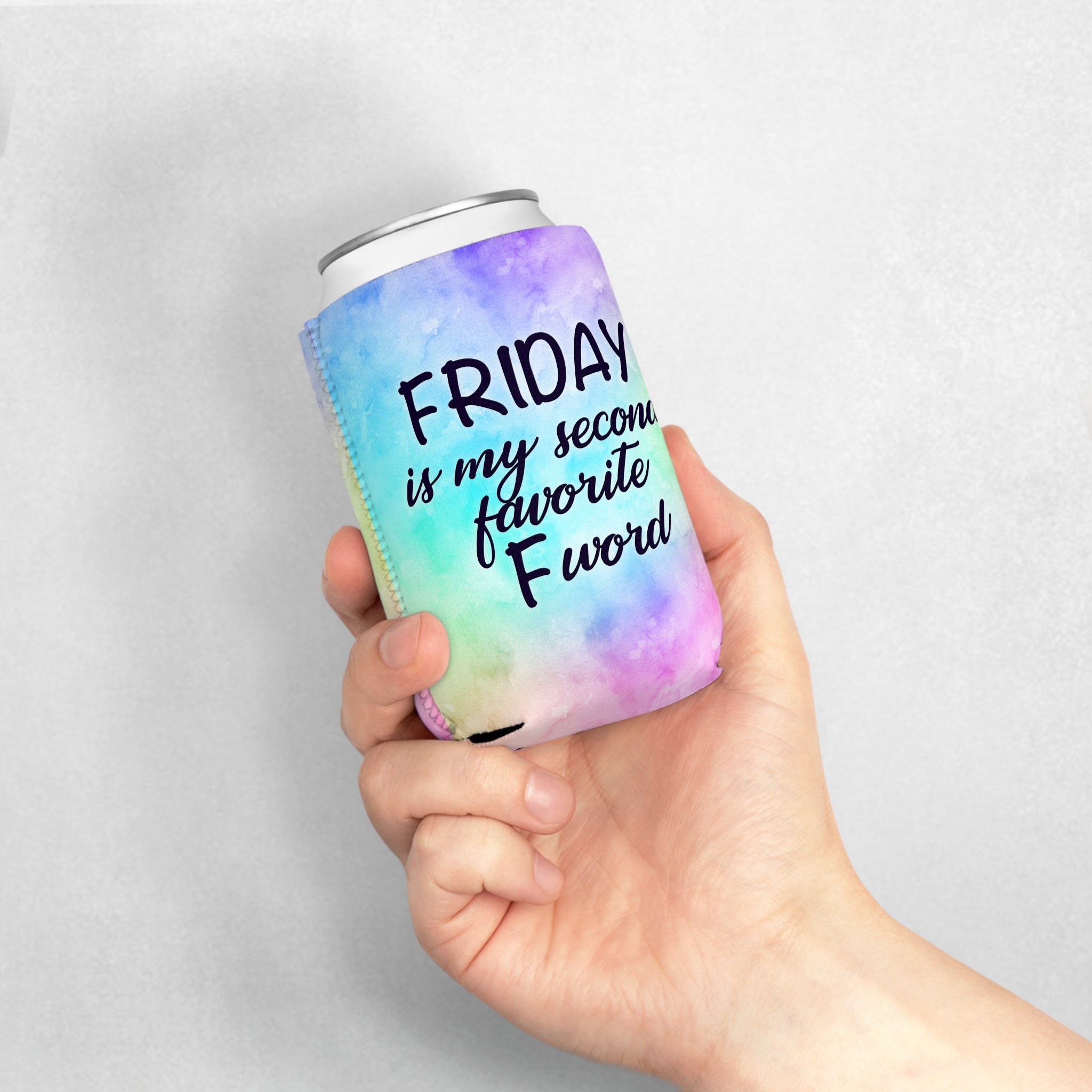 Can Cooler Sleeve — “Friday Is My Second Favorite F‑Word” Tie‑Dye Beer Koozie