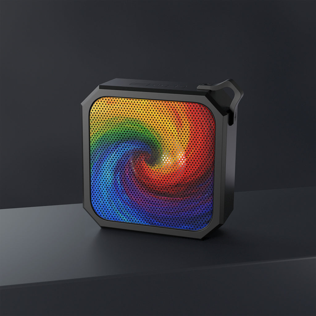 Portable Bluetooth Speaker — Rainbow Swirl Outdoor Speaker with Carabiner