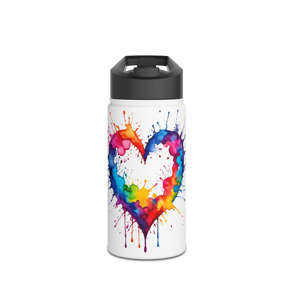 Dripping Rainbow Heart - Stainless Steel Water Bottle