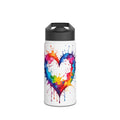 Dripping Rainbow Heart - Stainless Steel Water Bottle