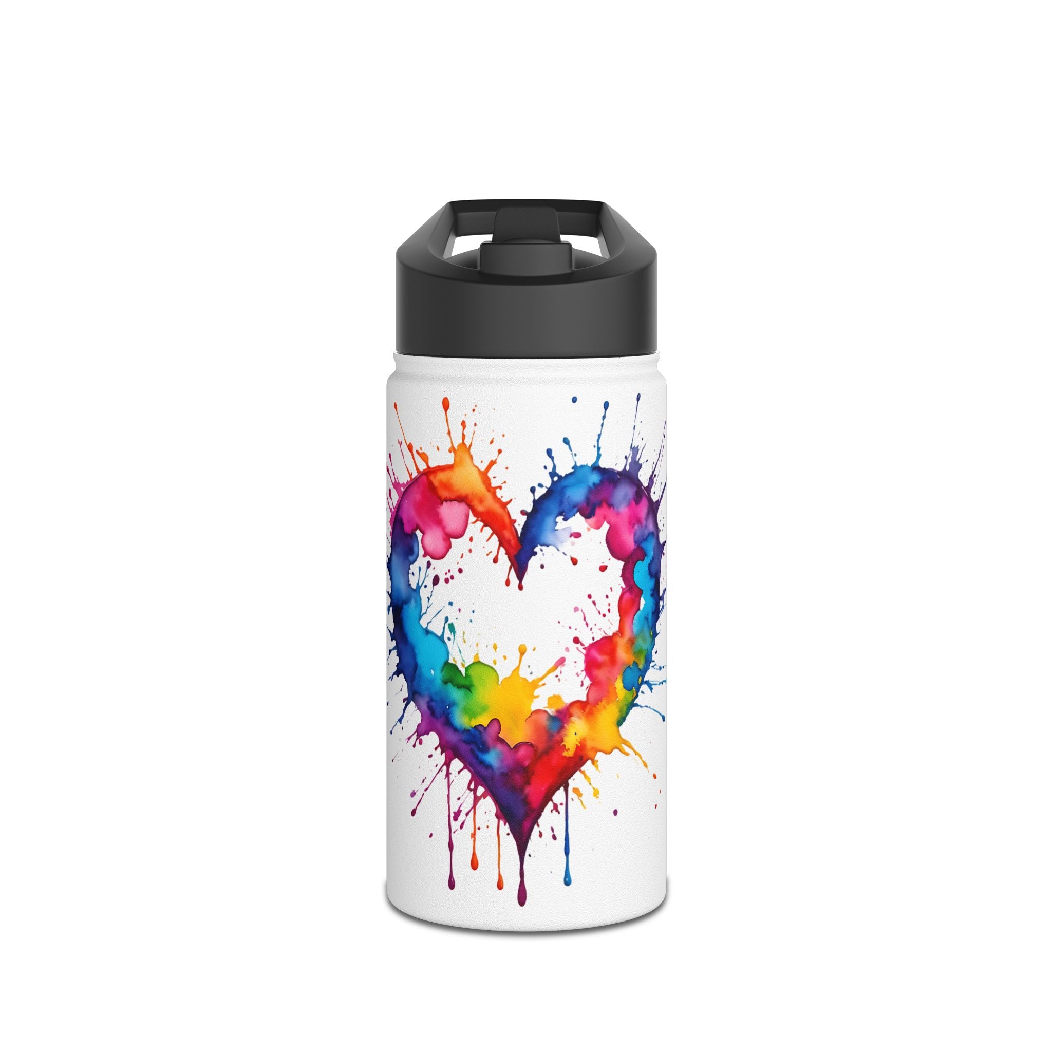 Dripping Rainbow Heart - Stainless Steel Water Bottle