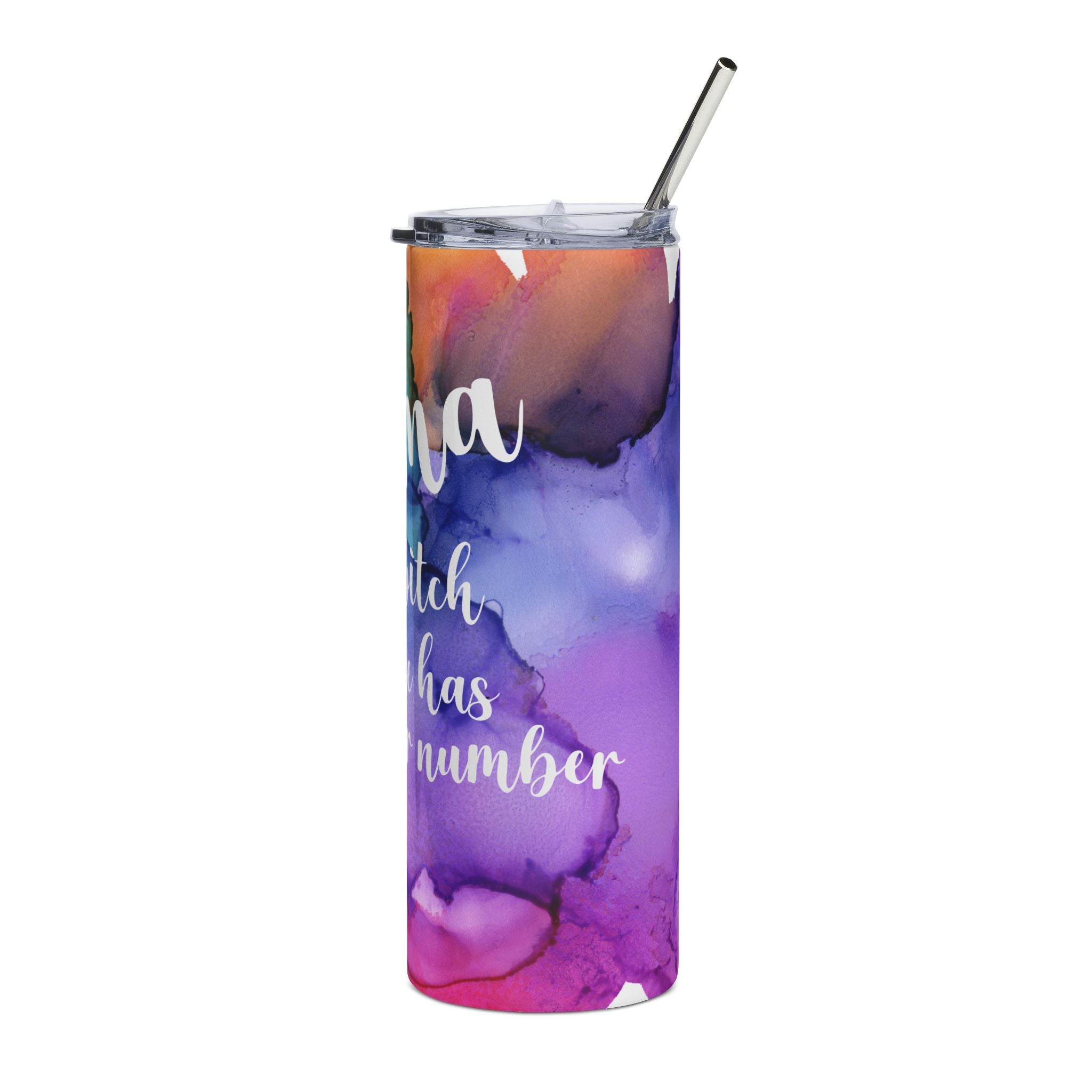 Karma Watercolor Tumbler 20oz – 'Karma is a bitch…”Insulated Stainless Steel Travel Cup