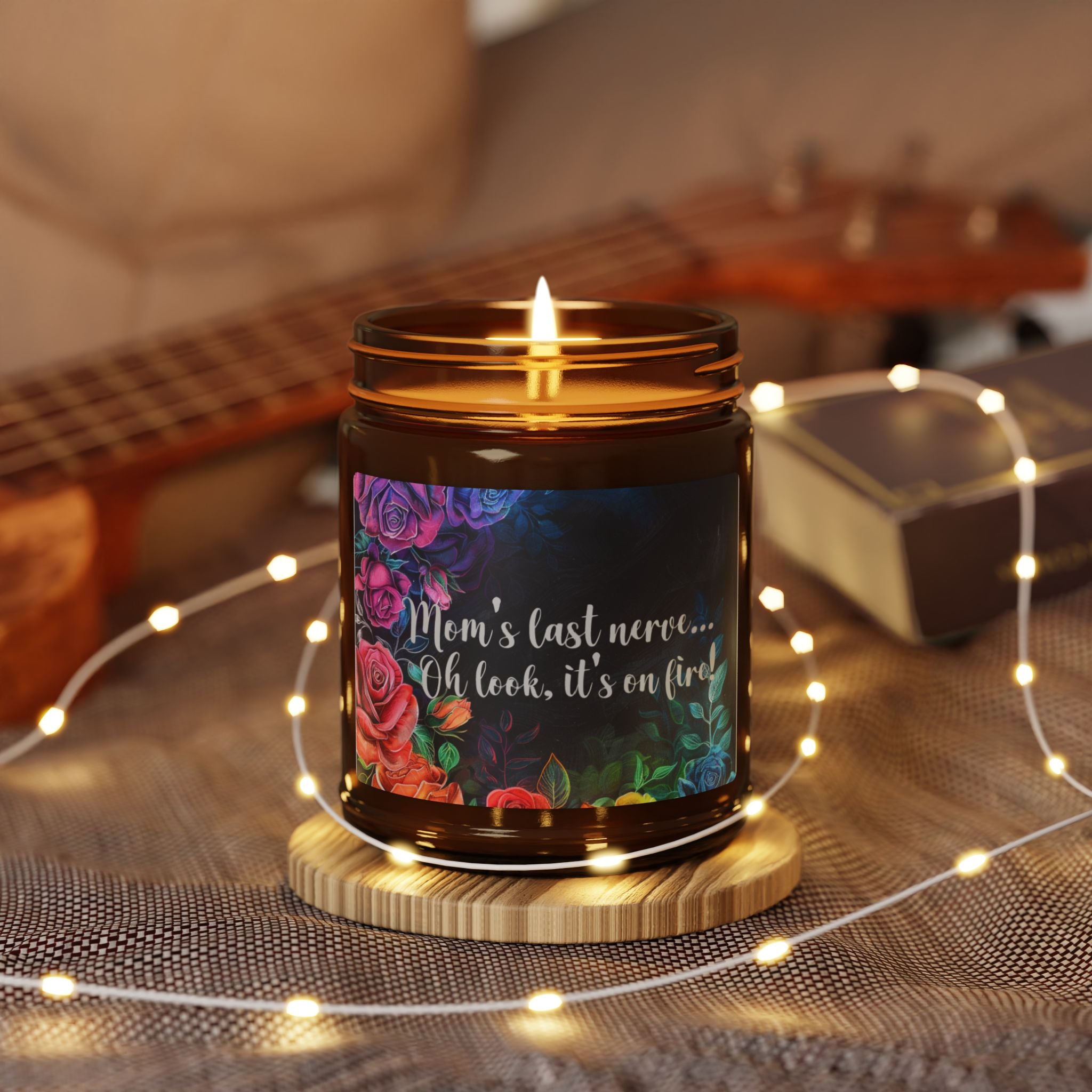 Aromatic Soy Candle — "Mom’s Last Name… Oh Look, It’s Our Last" Amber Jar (Multi-Size)