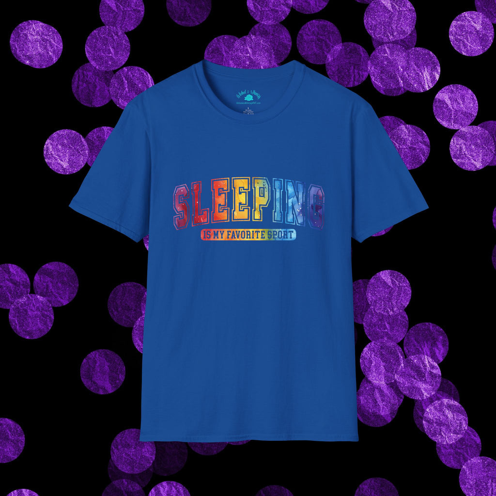 Sleeping Is My Favorite Sport - Rainbow Retro Graphic Tee