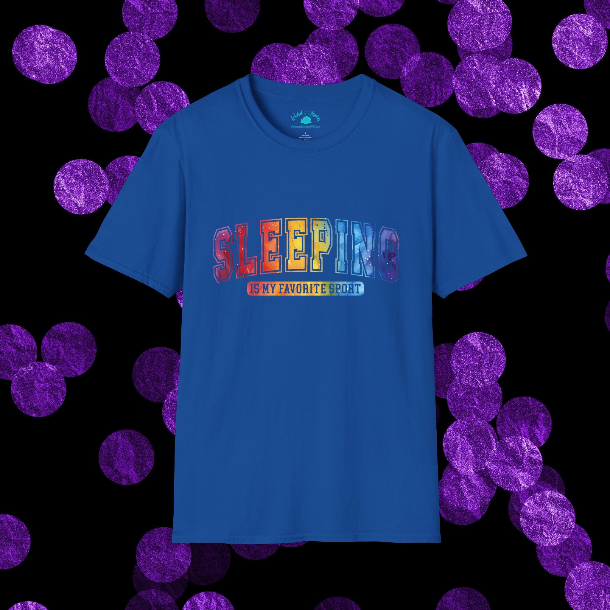 Sleeping Is My Favorite Sport - Rainbow Retro Graphic Tee