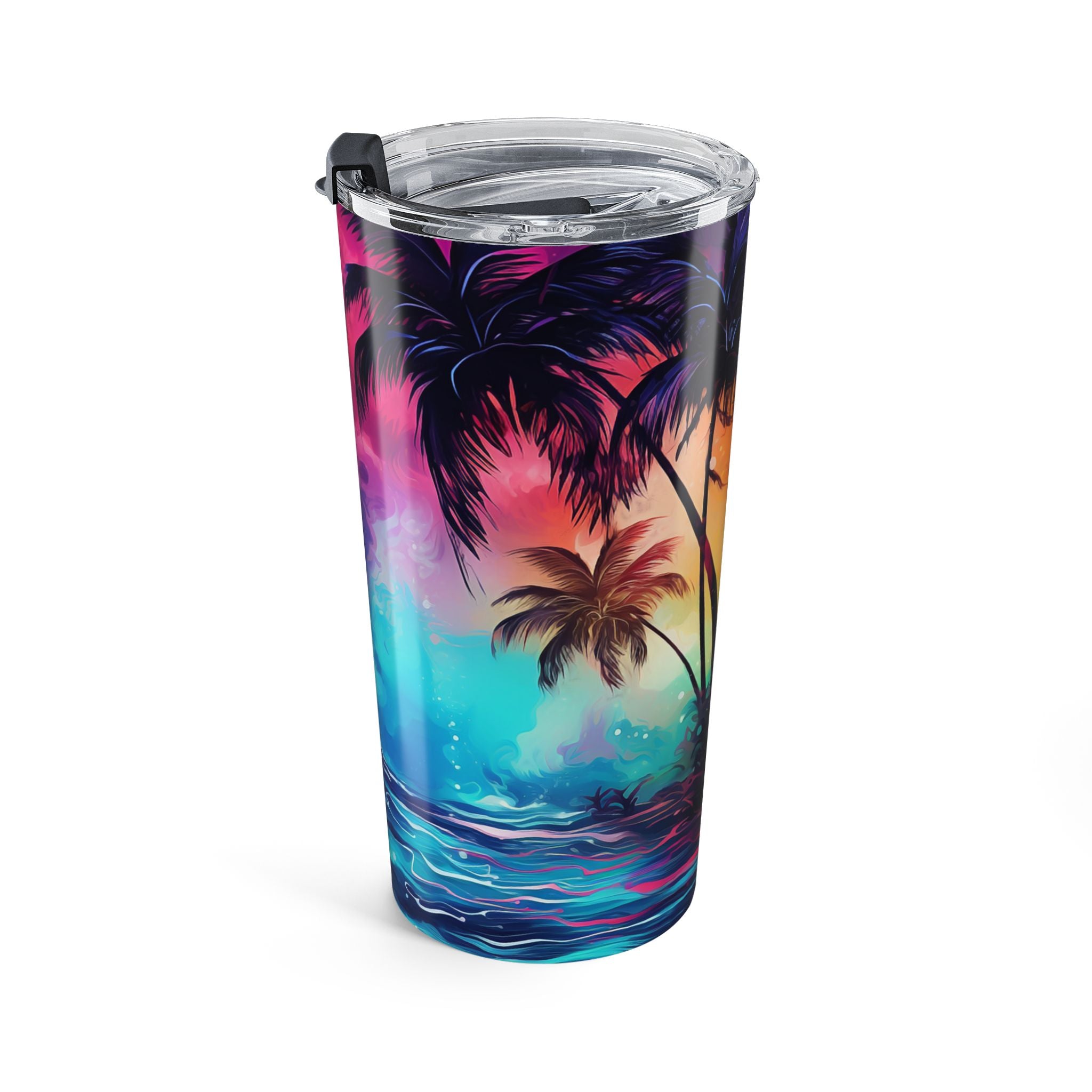20oz Tropical Sunset Tumbler — Neon Palm Beach Drinkware