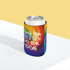 Can Cooler Sleeve — “F-Bomb Mom Stuck Between IDC, IDK & IDGAF” Gradient Can Cooler (Funny Mom Gift)