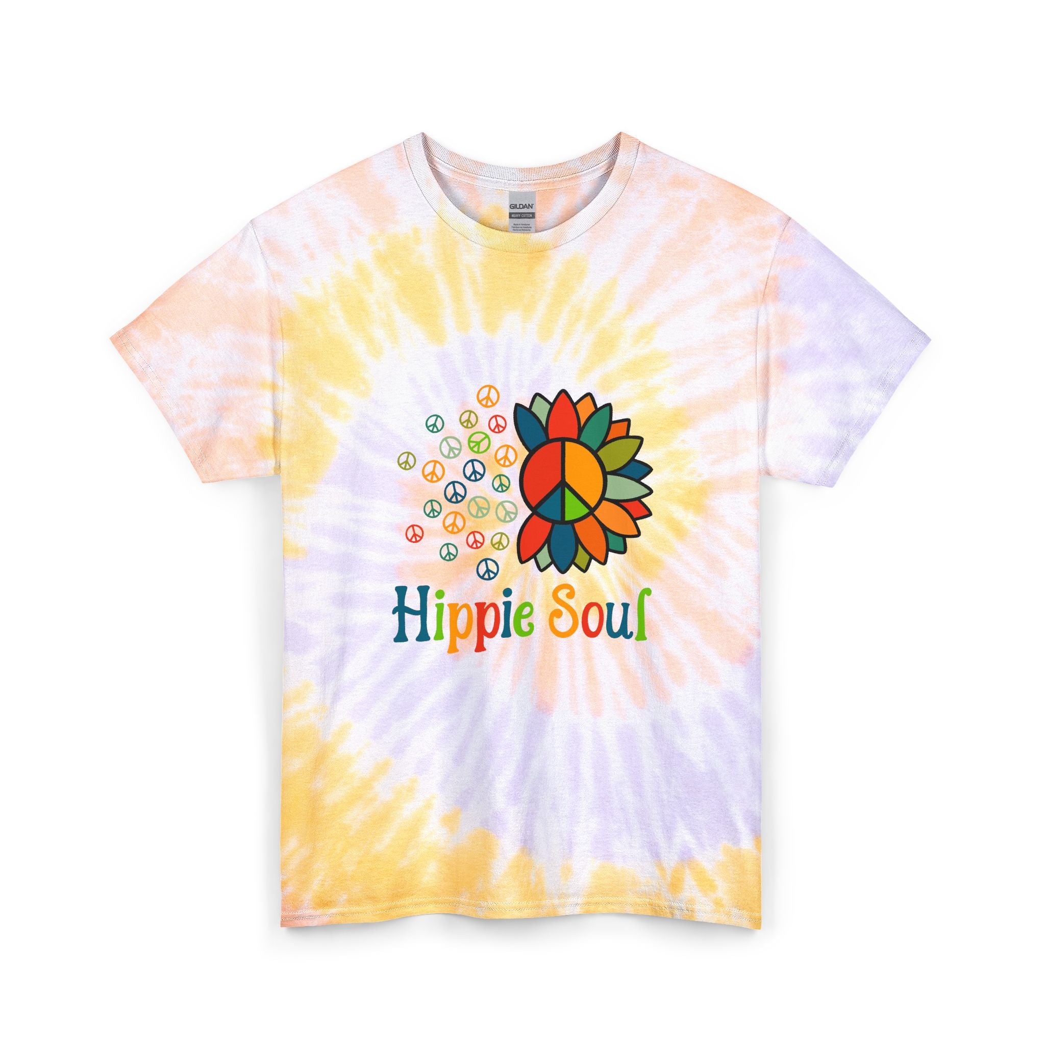 Hippie Soul Tie-Dye Tee — Peace Sign Sunflower Graphic Shirt