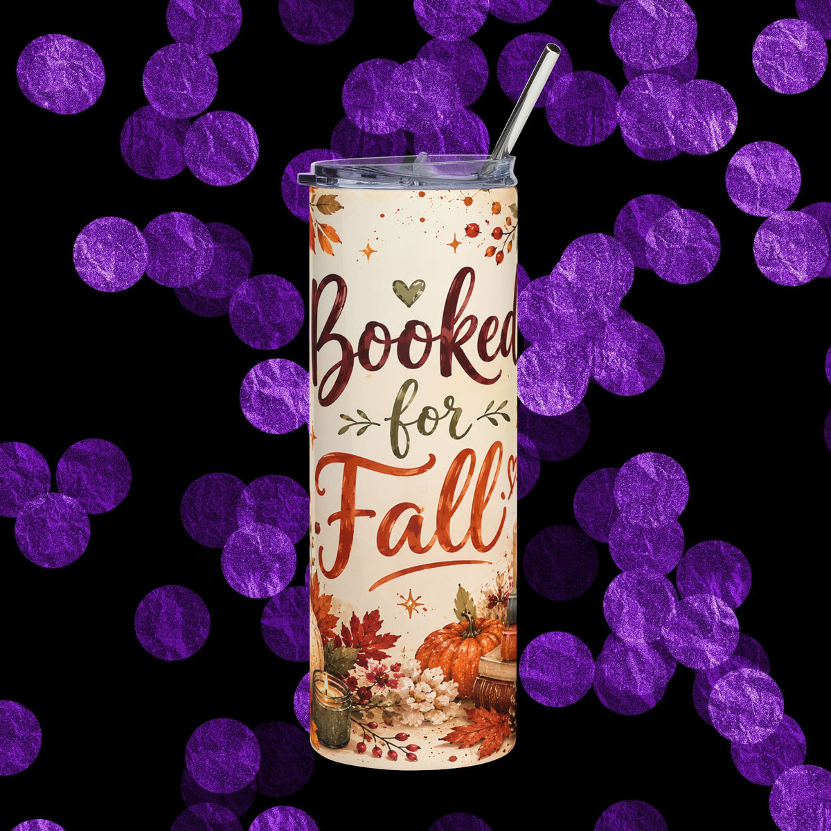 Booked for Fall — Autumn Pumpkin & Leaves Travel Cup