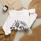 Have The Day You Deserve - Graphic with Expressive Skull Hands