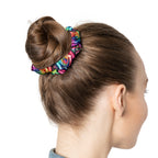Rainbow Rose Scrunchie — Colorful Floral Hair Accessory