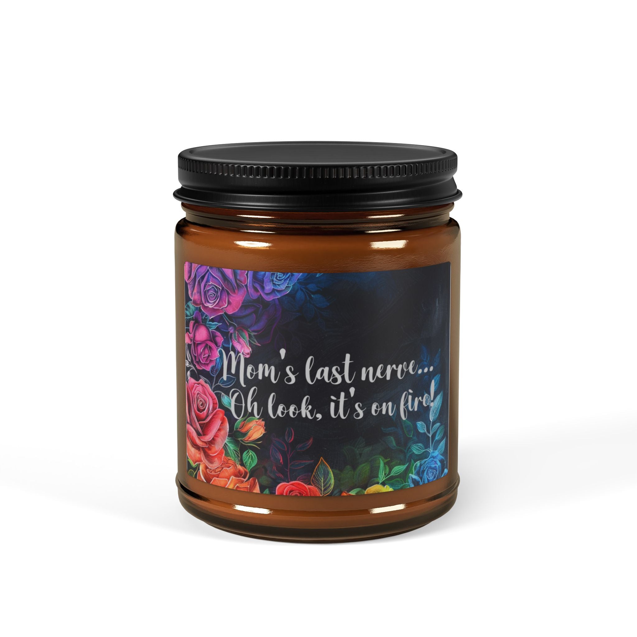 Aromatic Soy Candle — "Mom’s Last Name… Oh Look, It’s Our Last" Amber Jar (Multi-Size)
