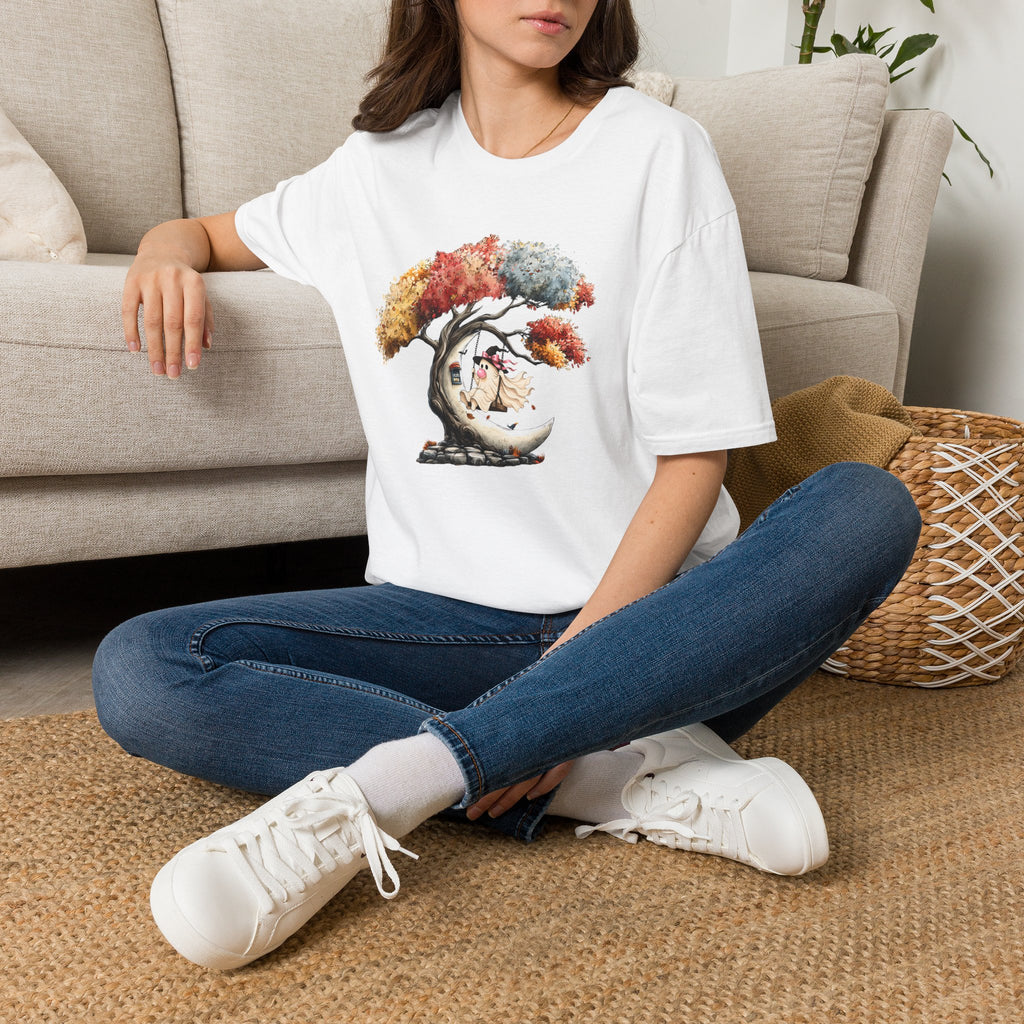 Whimsical Autumn Tree with Ghost T-Shirt