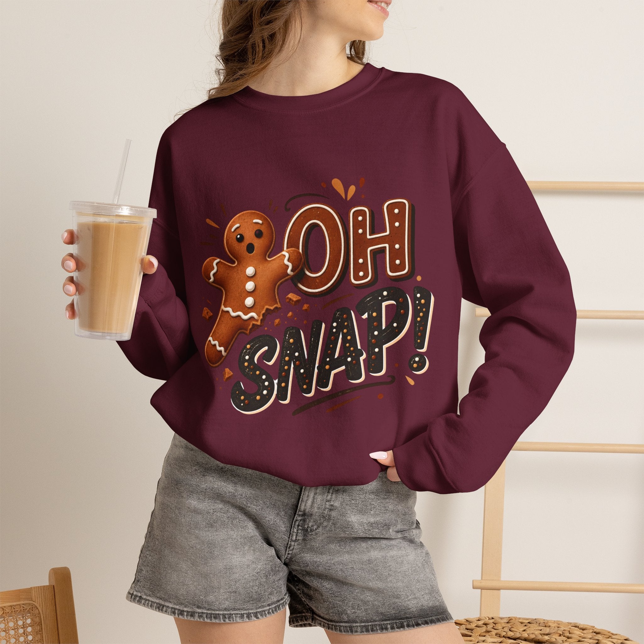 Gingerbread "Oh Snap!" Crewneck Sweatshirt