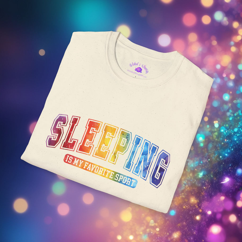 Sleeping Is My Favorite Sport - Rainbow Retro Graphic Tee