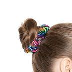 Rainbow Rose Scrunchie — Colorful Floral Hair Accessory