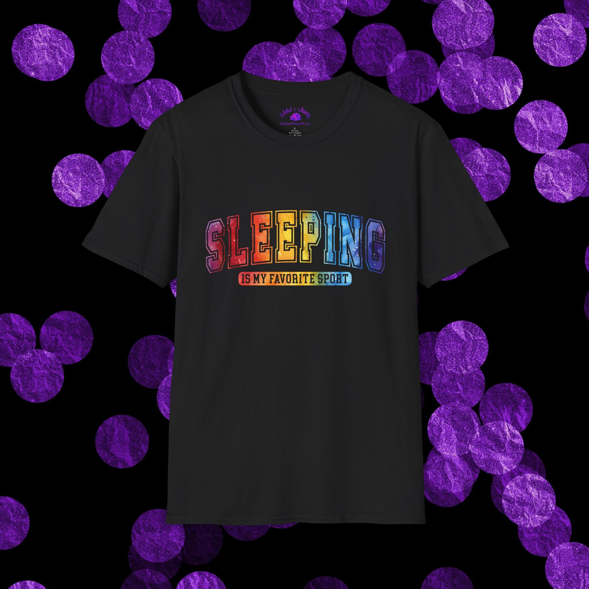 Sleeping Is My Favorite Sport - Rainbow Retro Graphic Tee