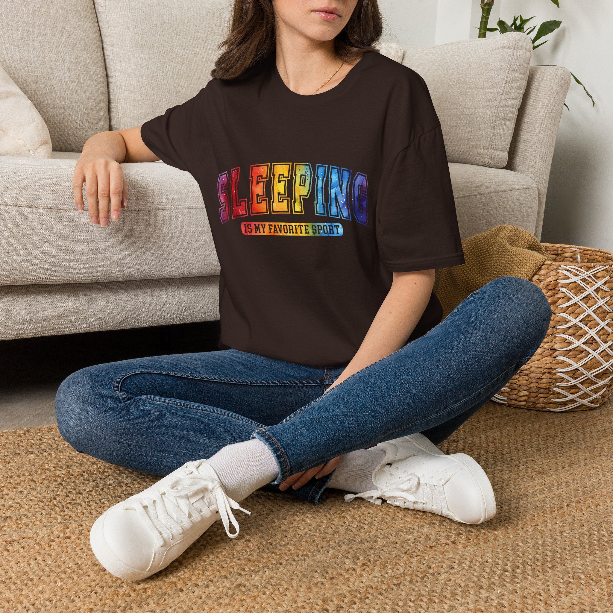 Sleeping Is My Favorite Sport - Rainbow Retro Graphic Tee