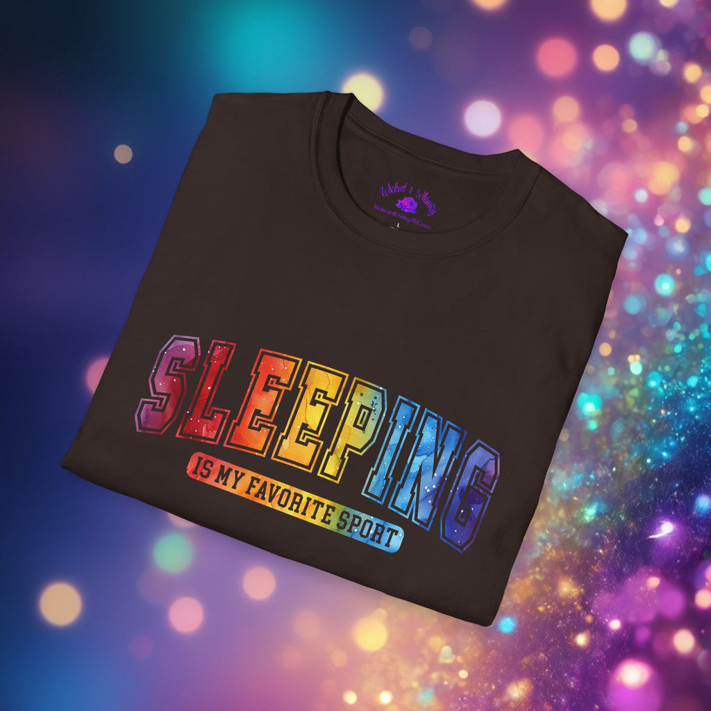 Sleeping Is My Favorite Sport - Rainbow Retro Graphic Tee