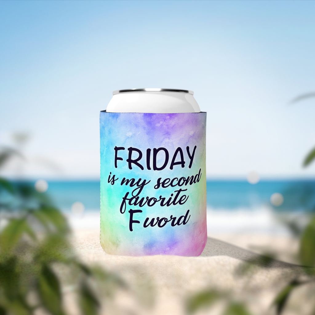 Can Cooler Sleeve — “Friday Is My Second Favorite F‑Word” Tie‑Dye Beer Koozie