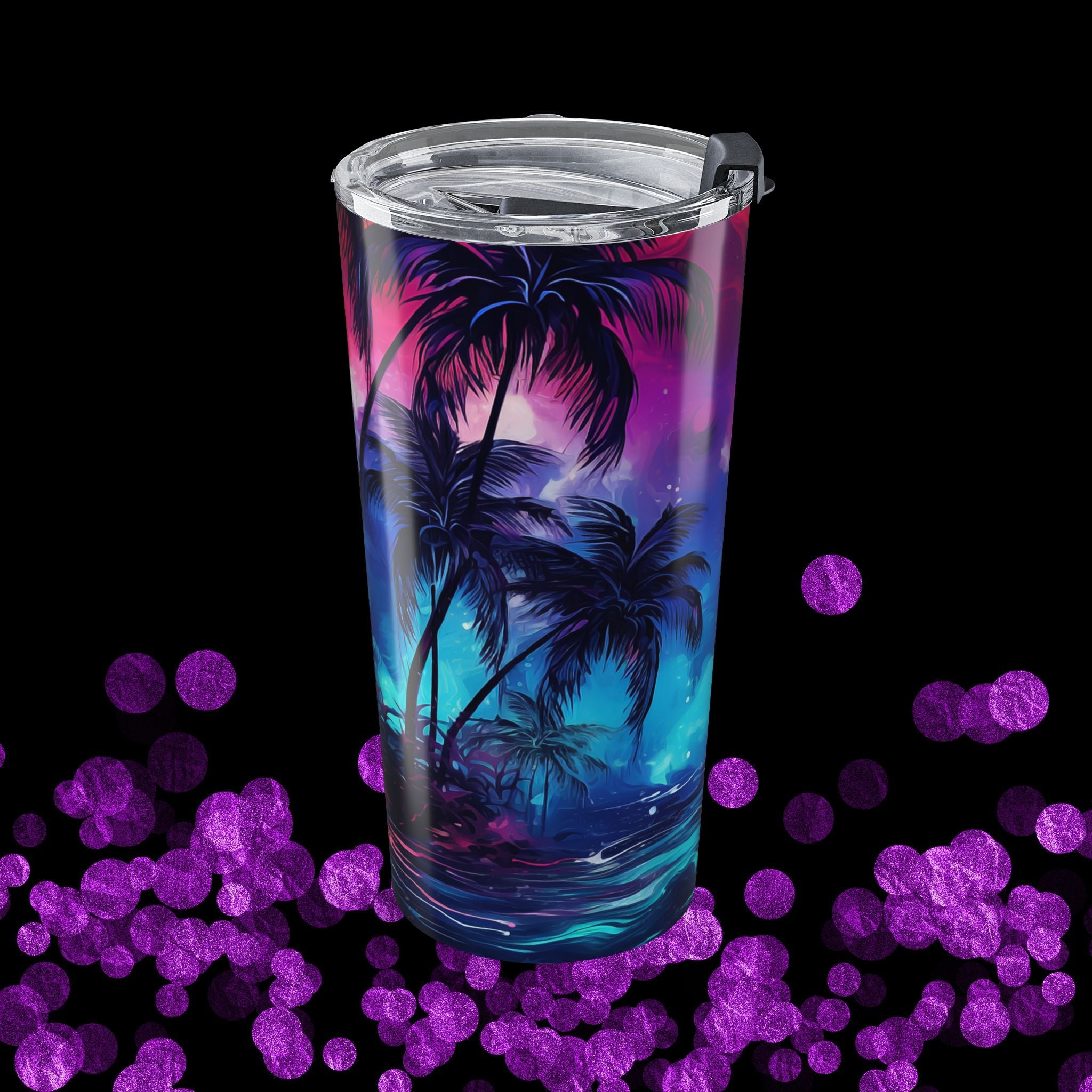 20oz Tropical Sunset Tumbler — Neon Palm Beach Drinkware