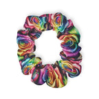 Rainbow Rose Scrunchie — Colorful Floral Hair Accessory