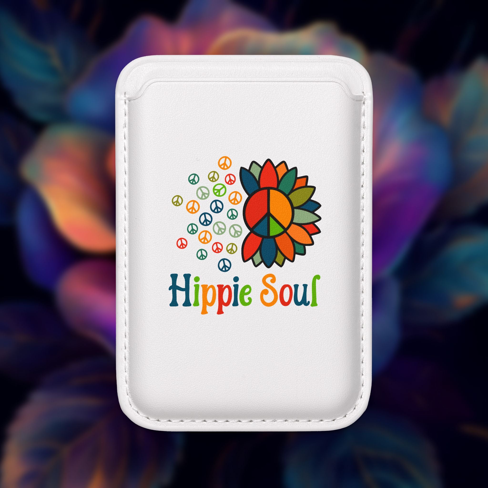 Hippie Soul Vegan MagSafe Wallet — Peace Sign Floral Card Holder