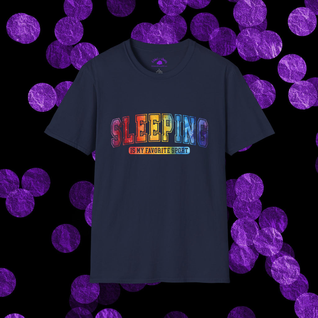 Sleeping Is My Favorite Sport - Rainbow Retro Graphic Tee