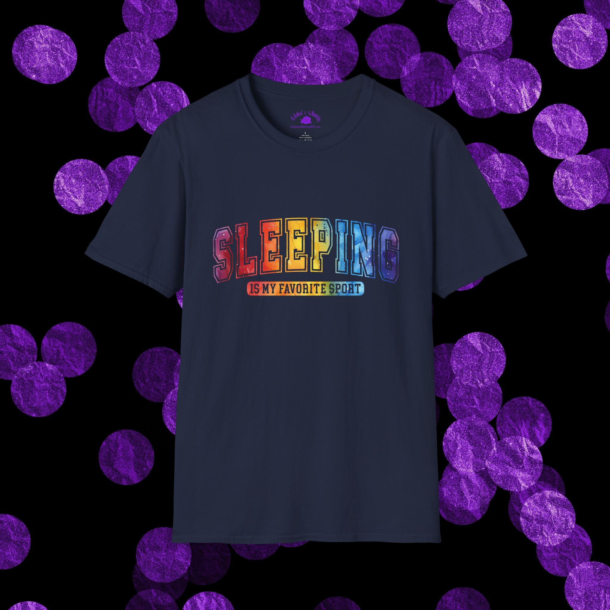Sleeping Is My Favorite Sport - Rainbow Retro Graphic Tee