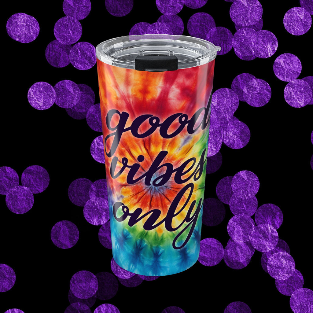 20oz Tumbler - Tie-Dye "Good Vibes Only" Insulated Travel Cup