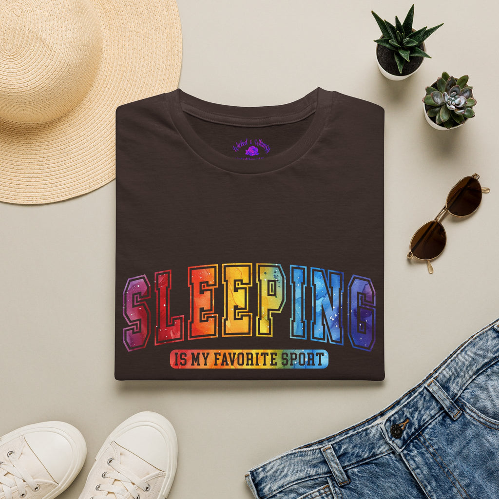 Sleeping Is My Favorite Sport - Rainbow Retro Graphic Tee