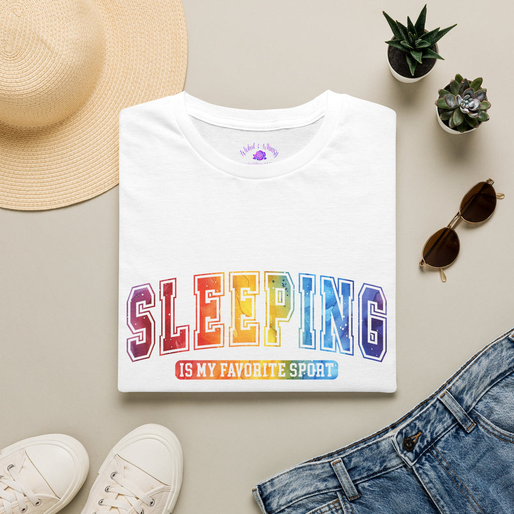 Sleeping Is My Favorite Sport - Rainbow Retro Graphic Tee