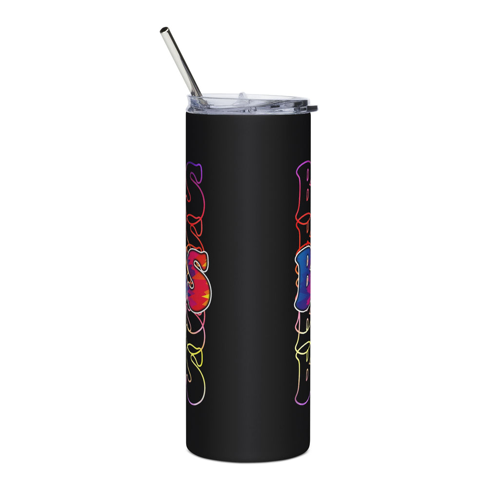 20oz Stainless Tumbler — Tie-Dye “Badass Mom” Repeating Typography, Insulated Travel Cup