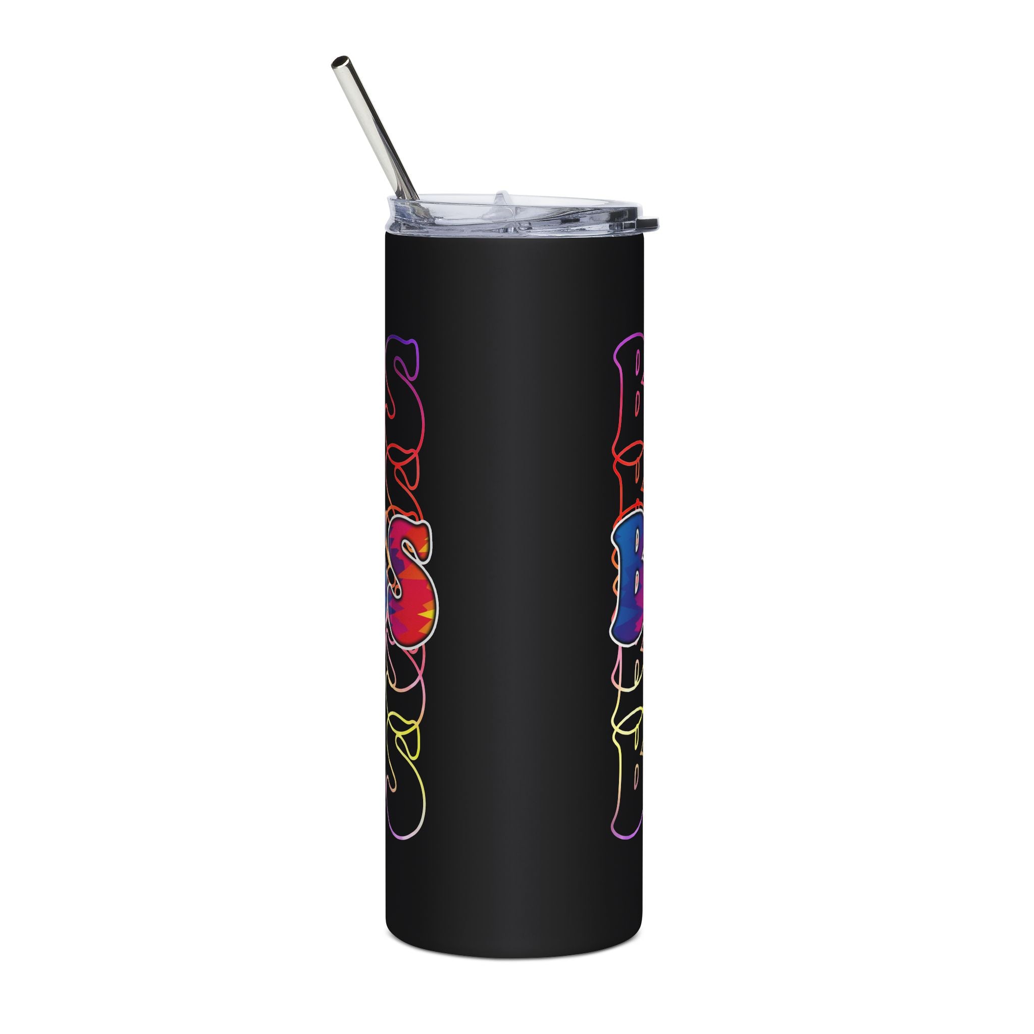 20oz Stainless Tumbler — Tie-Dye “Badass Mom” Repeating Typography, Insulated Travel Cup
