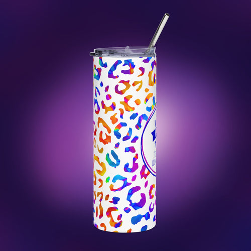 20oz Stainless Tumbler — "I Can't Adult Today" Rainbow Leopard Travel Cup