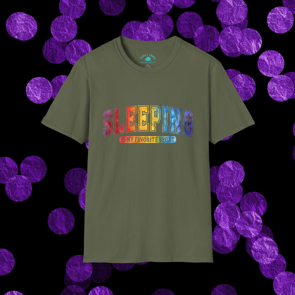 Sleeping Is My Favorite Sport - Rainbow Retro Graphic Tee