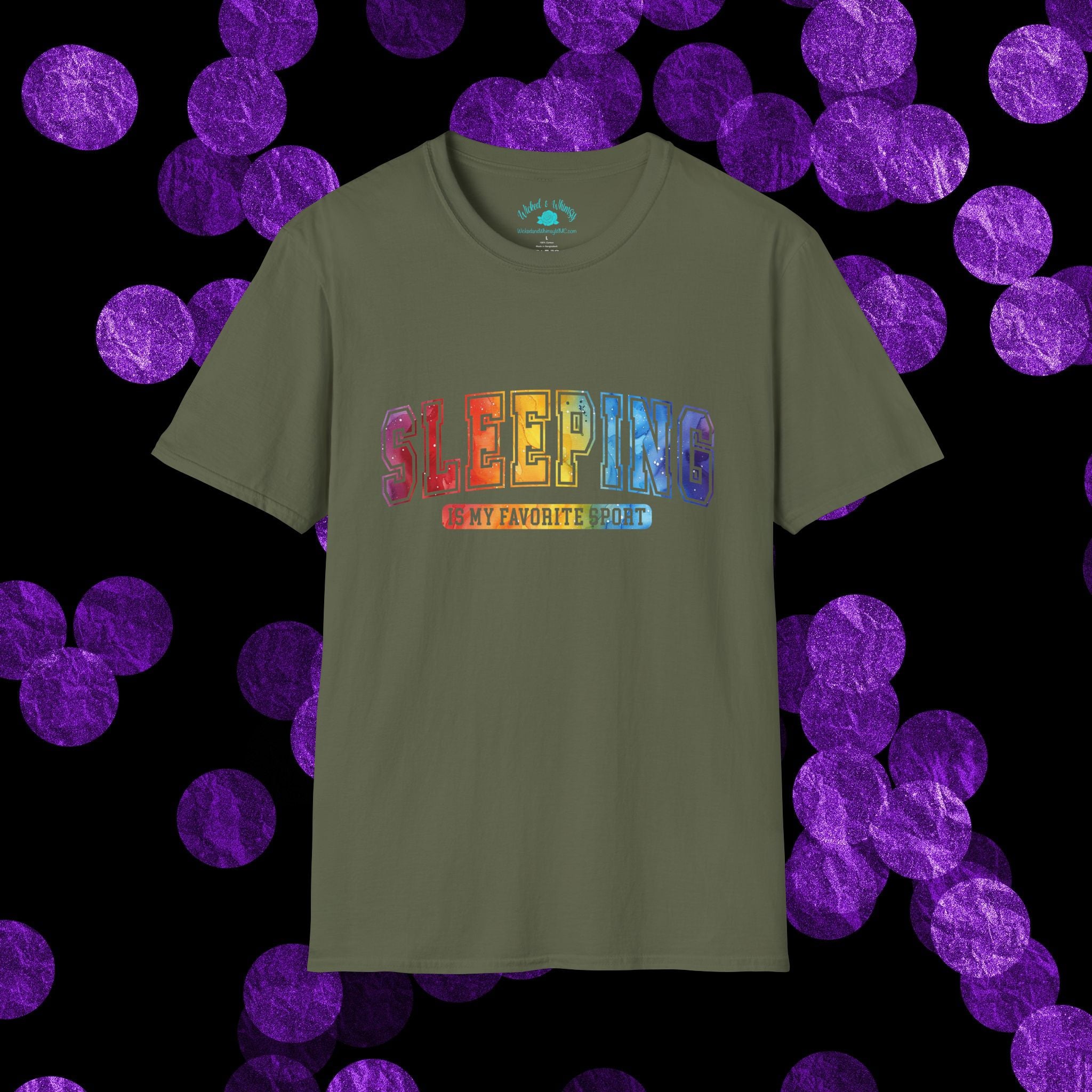 Sleeping Is My Favorite Sport - Rainbow Retro Graphic Tee