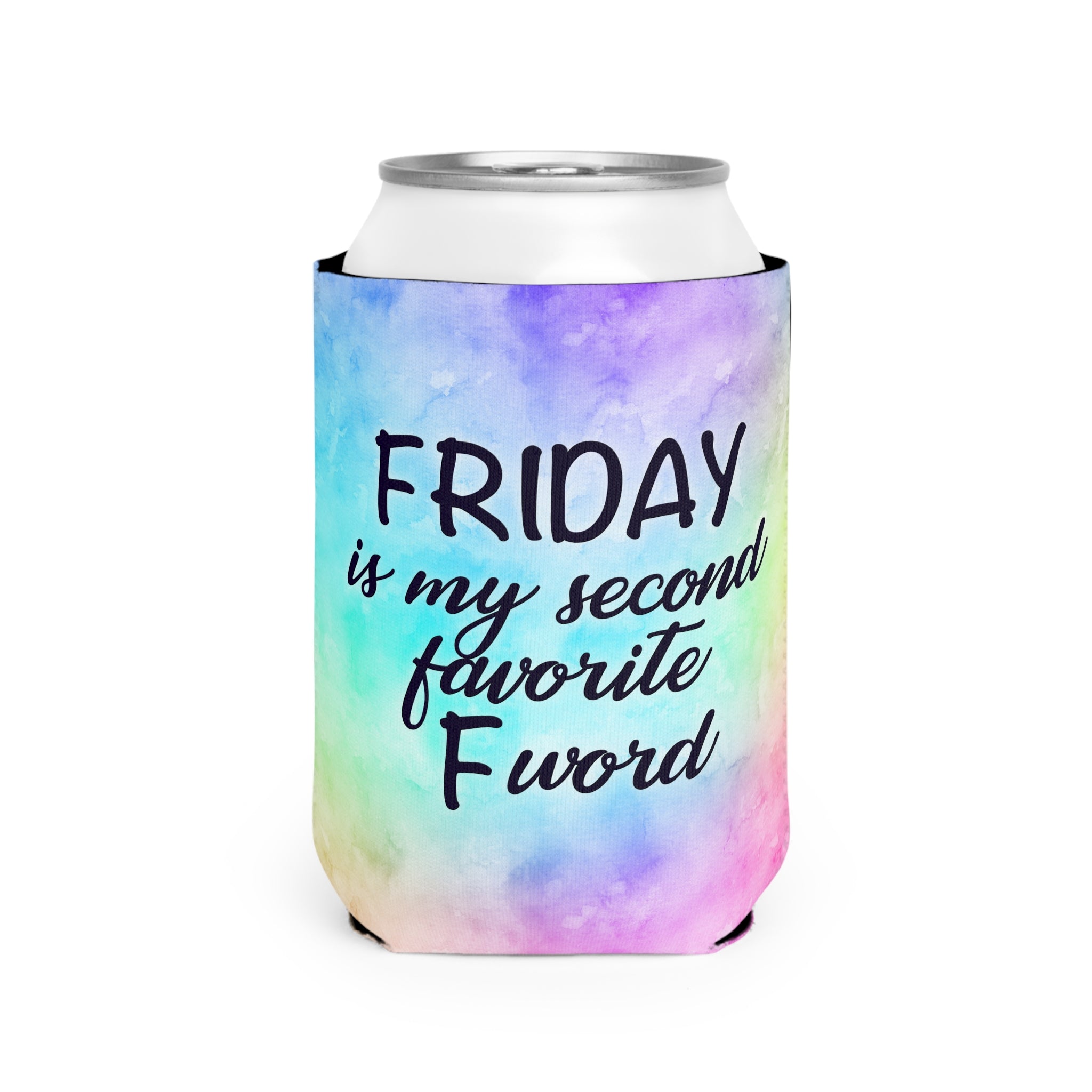 Can Cooler Sleeve — “Friday Is My Second Favorite F‑Word” Tie‑Dye Beer Koozie