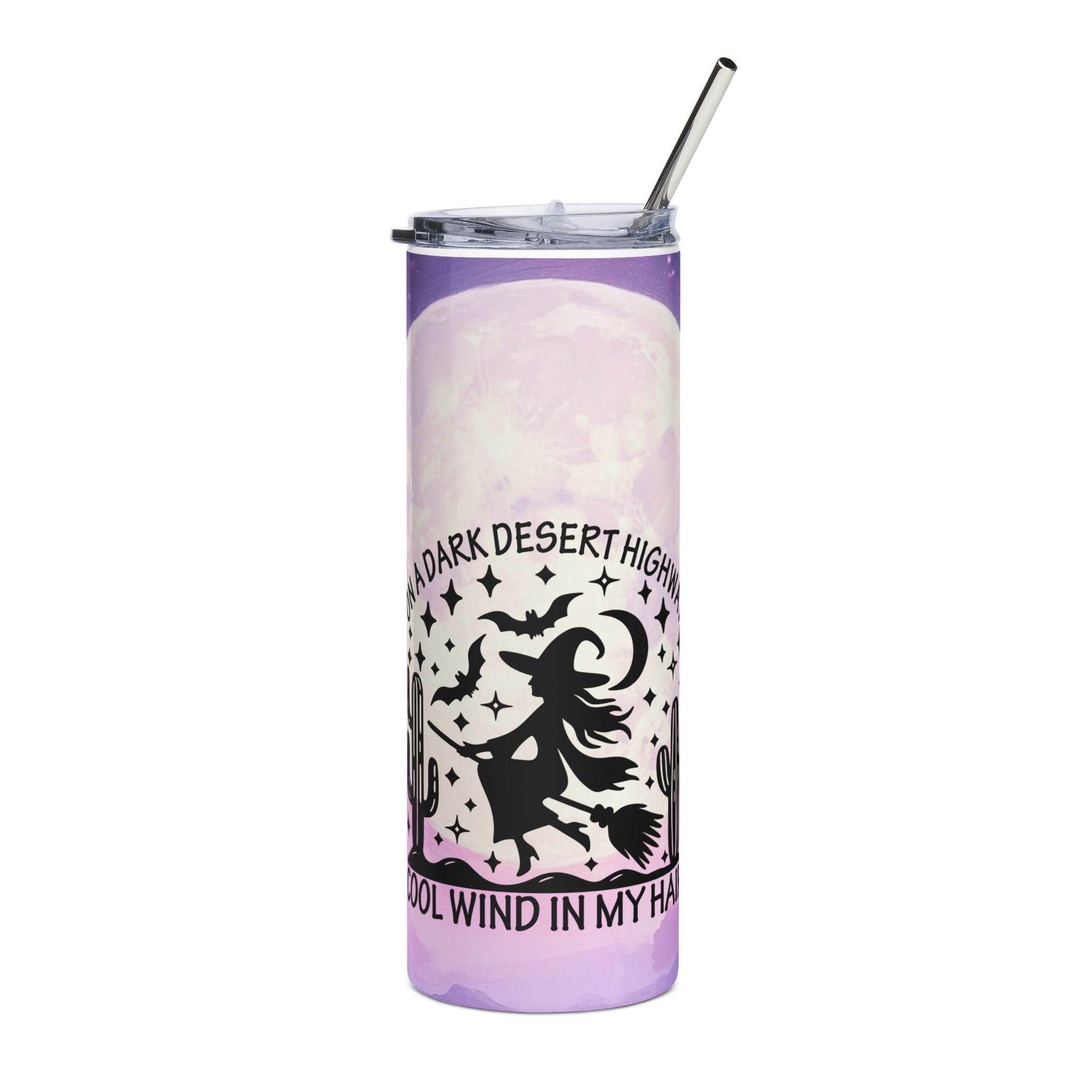 20oz Moonlit Desert Tumbler — “On a Dark Desert Highway” Stainless Steel Travel Cup
