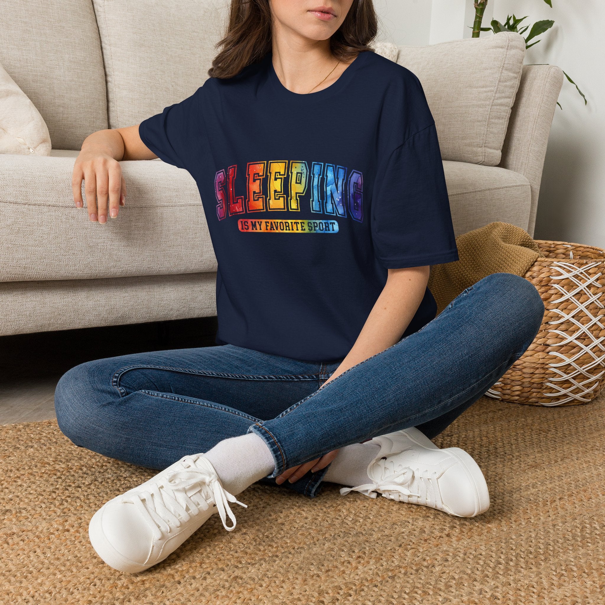 Sleeping Is My Favorite Sport - Rainbow Retro Graphic Tee