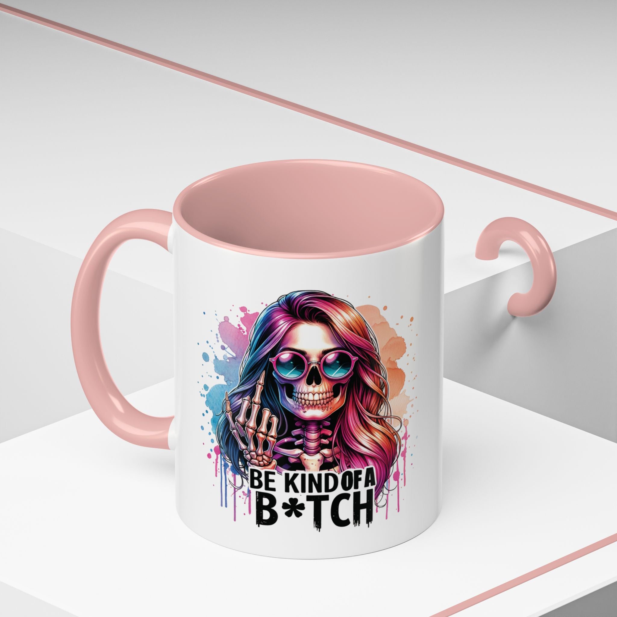 Be Kind of a B*tch Skull Art Coffee Mug – Colorful Gothic Accent Mug (11/15oz)