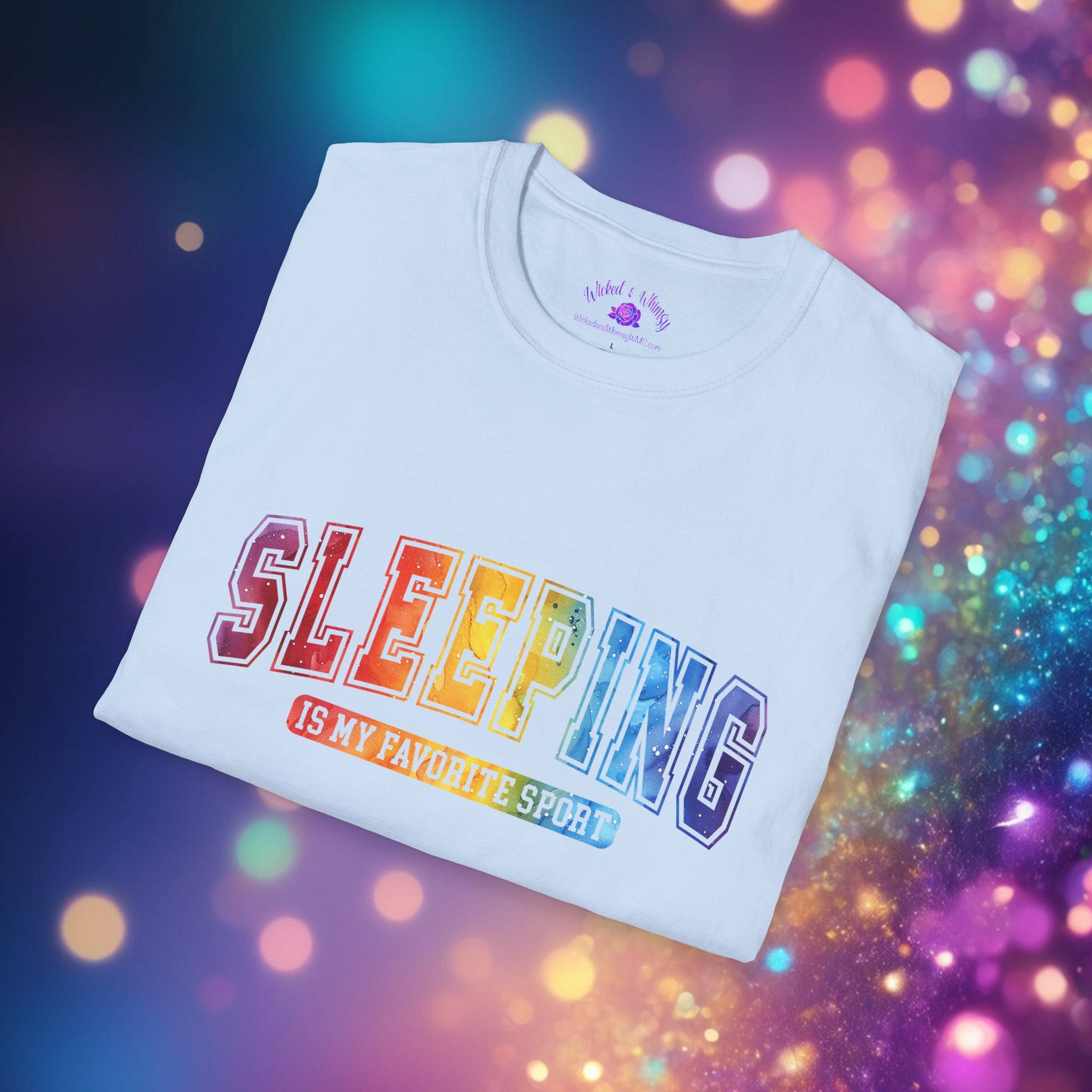 Sleeping Is My Favorite Sport - Rainbow Retro Graphic Tee