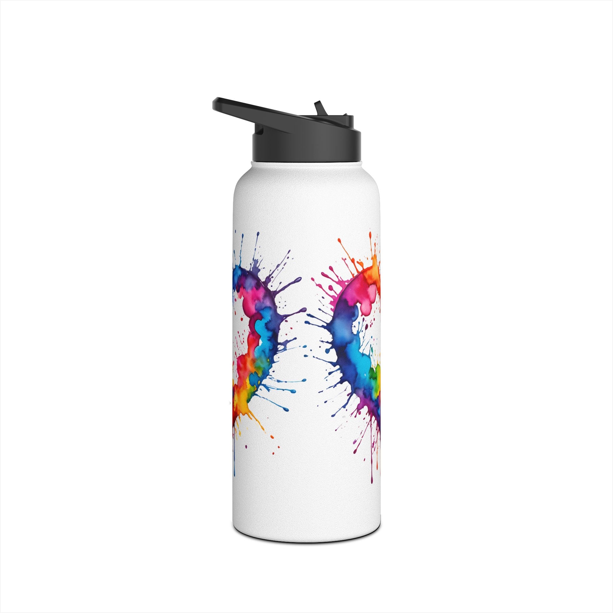 Dripping Rainbow Heart - Stainless Steel Water Bottle