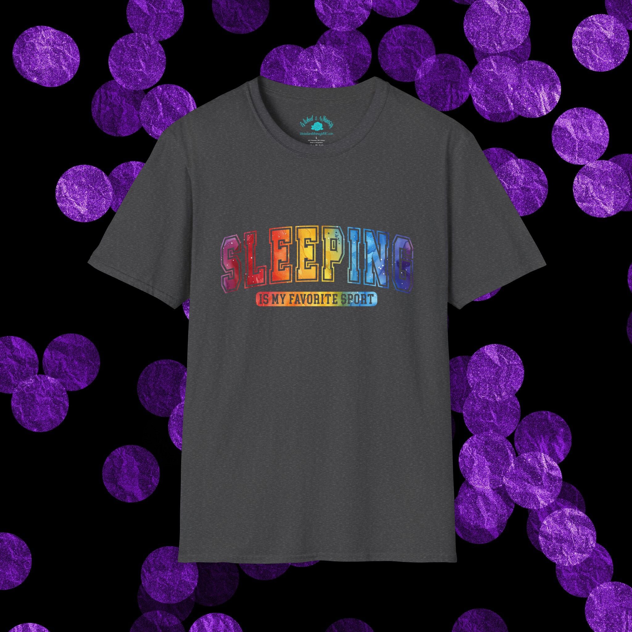 Sleeping Is My Favorite Sport - Rainbow Retro Graphic Tee